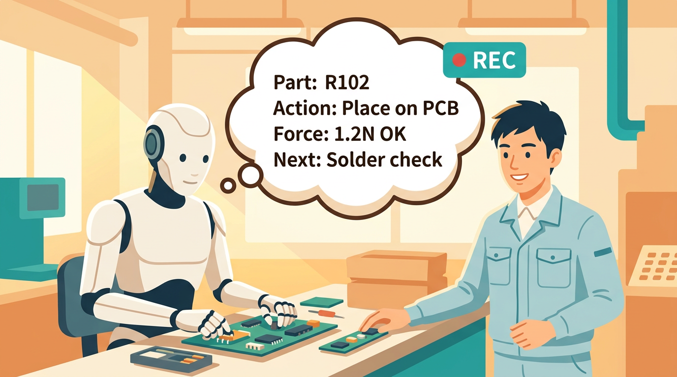 ロボットが行動を記録しながら人と協働する様子