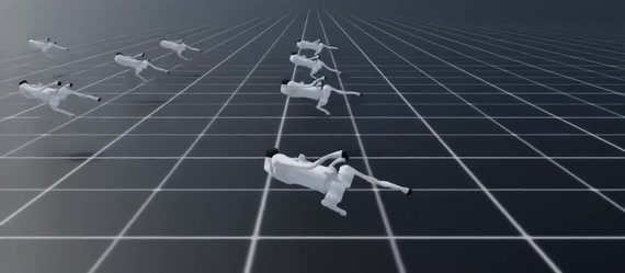四足歩行ロボットが空中で反転するバク宙の連続写真